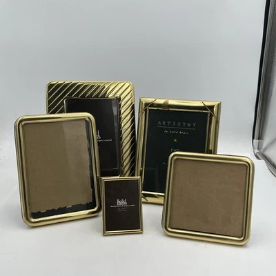 5  VTG Regency Style Picture Frames Mixed Set Brass Art Deco Style Farmhouse - Image 1 of 4