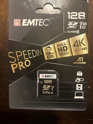 EMTEC SDXC Memory Card - 128GB SPEEDIN PRO V30 A1 Class 10 - NEW / Sealed - Image 1 of 2