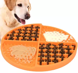 Pet Silicone Licking Mat Dogs/Cats Slow Feeders Boredom/Anxiety Reduction Orange - Picture 1 of 7