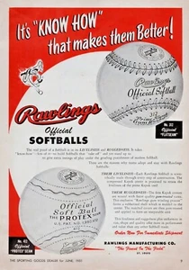 1951 Rawlings Softball Print Ad Flyer St. Lous - Picture 1 of 2
