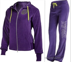 ZUMBA JACKET HOODIE SWEATS JUMPER + PANTS Silver Crystals 2 PIECES - HARRODS UK  - Picture 1 of 5