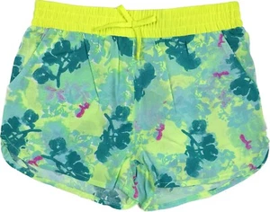 Donna Karan DKNY Kids Yellow Green Rayon Elastic Waist Logo Running Shorts Sz M - Picture 1 of 4
