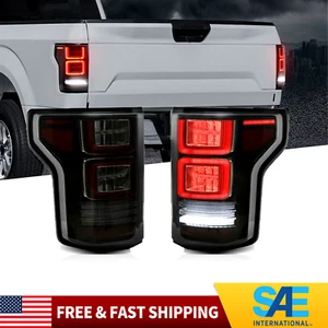 VLAND FULL LED Smoked Taillights For 2015-2017 Ford F150 w/Red Turn Signal Lamp - Picture 1 of 8