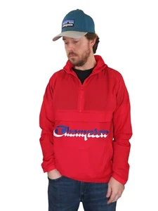 Vtg 90s Y2K Champion Anorak Windbreaker Jacket Mens Large Rain Coat Running Red - Picture 1 of 10