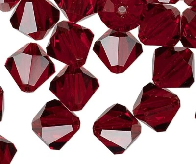 12 Swarovski Siam Red 8mm Xilion Crystal Bicone Beads with 1.1-1.4mm Hole (5328) - Image 1 of 2