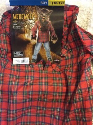 Boys WEREWOLF Scary Animal Halloween Costume~Shirt/Cuffs/Mask~Sz.L~NIP! - Image 1 of 4