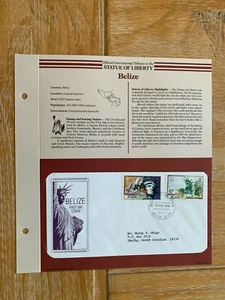 BELIZE 1986 FDC STATUE OF LIBERTY TRIBUTE AUGUSTE BARTHOLDI - Picture 1 of 1