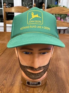 John Deere Nothing Runs Like A Cap Hat NISSUN Mesh Rope Trucker Snapback Tractor - Picture 1 of 19