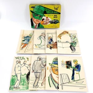 Vintage 1966 Green Hornet Magic Rub Off Coloring Boards Whitman Bad Condition - Picture 1 of 20