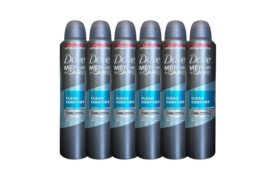 6 Pack Dove Men + Care Clean Comfort Spray, International Version, 250 ML/8.4 OZ - Image 1 of 1