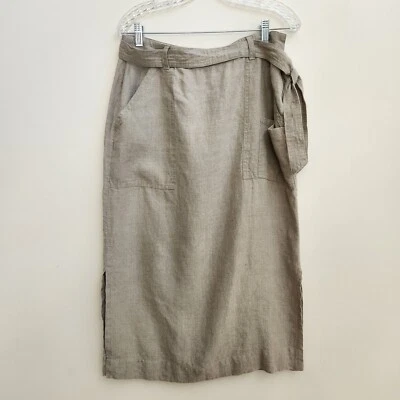 Falda Orvis Mujer Talla 12 Hasta la Rodilla Beige Lino Sin Forro Cremallera Lateral Carrera Oficina Foto 1 de 4