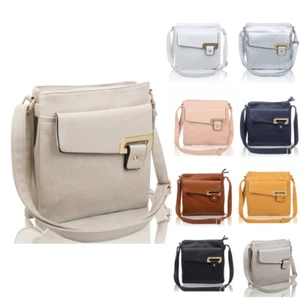 Women Adjustable Multi-Pocket Faux Leather Flap Crossbody Messenger Shoulder Bag - Picture 1 of 12