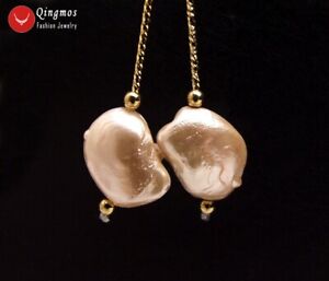 Trendy 15*20mm Baroque Pink Sea Shell Pearl Dangle Earring for Women Jewelry 741