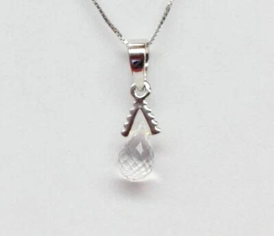 Nobile 2,25 Carati Topazio Bianco Rimorchio 925 Collier Collana Argento Alto - Immagine 1 di 4