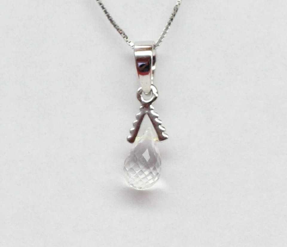 Nobile 2,25 Carati Topazio Bianco Rimorchio 925 Collier Collana Argento Alto - Immagine 1 di 4