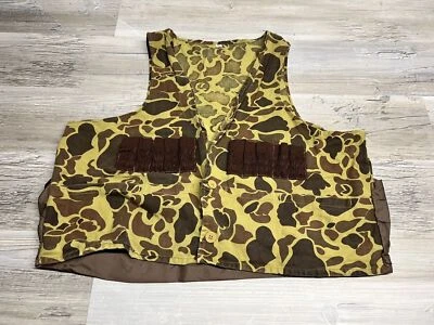 Vintage 80s 90s Hunting Vest Duck Camo Shooting Game Pouch Men’s XL - Image 1 of 4