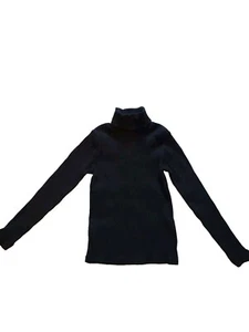 ZARA CLASSIC SOLID BLK HIGH COLLARED RIB KNIT STRETCHY TURTLE NECK GIRLS SZ 6/7 - Picture 1 of 7