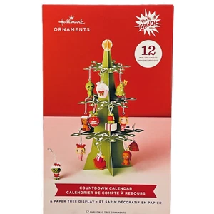 Hallmark The Grinch Dr. Seuss Countdown Calendar & Tree Display 12 Ornaments New - Picture 1 of 7