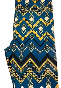 LuLaRoe Tall And Curvy 12-18 Leggings Green Yellow Black Tribal Geometric NWOT - Picture 1 of 2