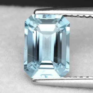 1.74cts Splendido Smeraldo Taglio Naturale Ricco Blu Acquamarina Video IN - Picture 1 of 1