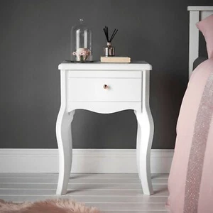 Weiß Nachttisch Schubladen Rosegold Knopf Vintage Nachttisch Schlafzimmermöbel - Bild 1 von 5