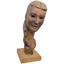 Fein Mittelhoch 20th Century Französisch Geschnitzt Holz Lern- Damen Kopf Büste