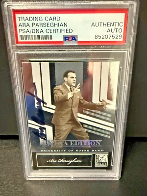 Ara Parseghian Notre Dame 2007 Donruss Elite auto signed baseball card PSA - Image 1 of 2