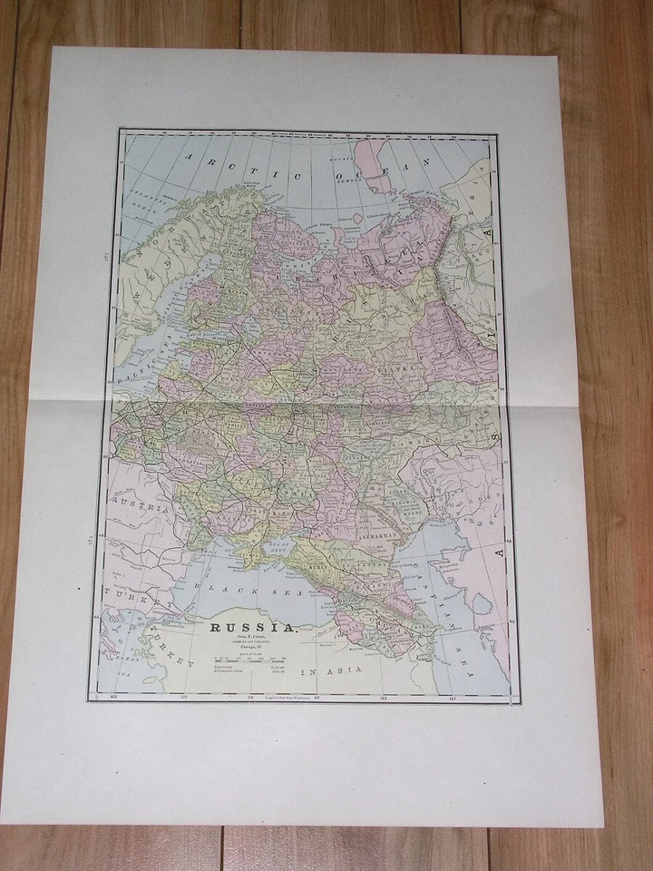 1886 ANTIQUE MAP RUSSIA POLAND LITHUANIA FINLAND UKRAINE CAUCASUS TURKEY BALKANS - Image 1 of 4