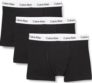3Pcs CALVIN KLEIN BOXERS MENS BLACK/WHITE COTTON STRETCH TRUNK Boxers UK