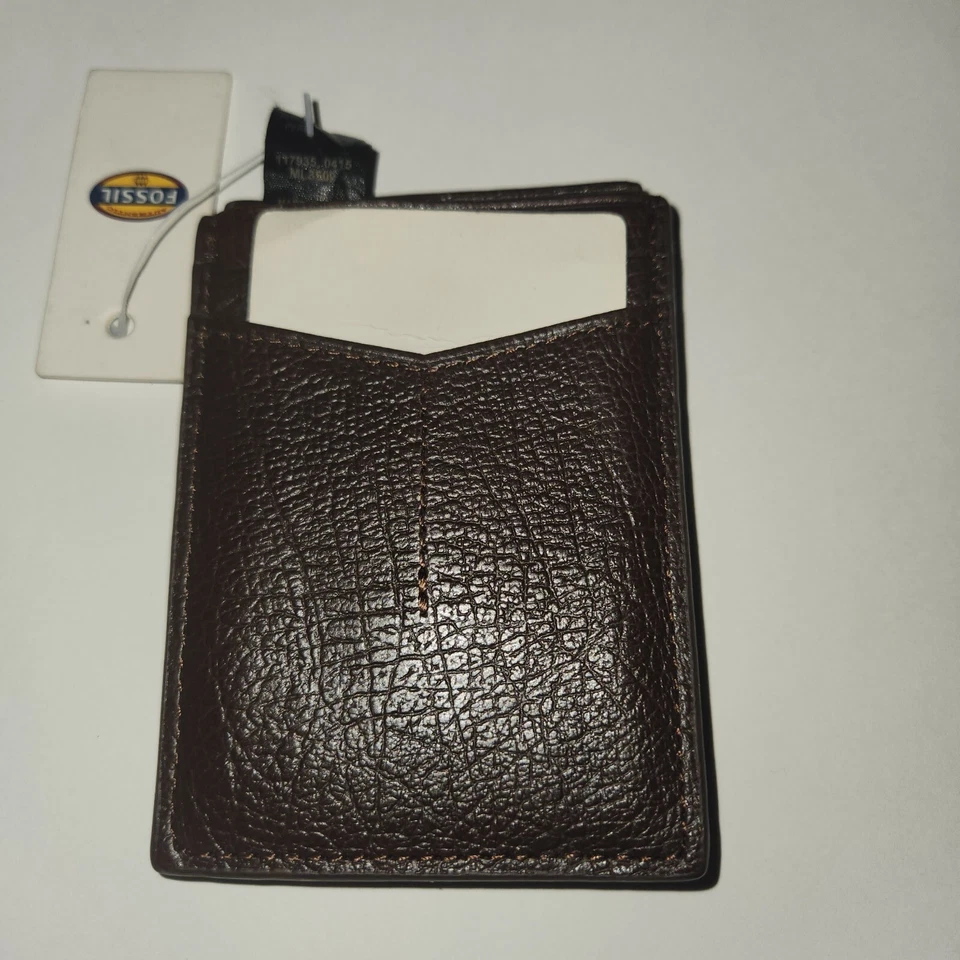 Portatarjetas magnético Fossil Omega-cuero marrón Foto 1 de 4