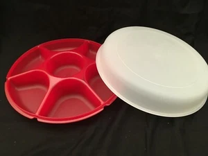 Tupperware Six Compartment Serving Tray/Platter Red NEW - Picture 1 of 5