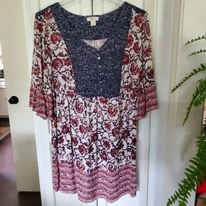 Style & Co Mix Print Flutter Sleeves Boho Peasant Dress - Picture 1 of 5