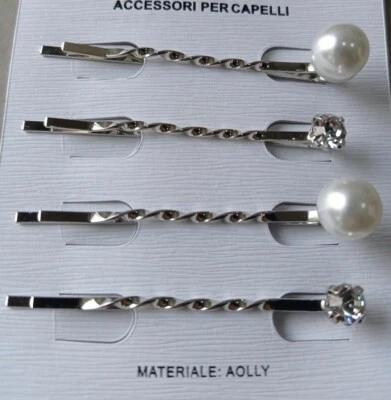 Fermagli Capelli per Donna Mollette Forcine Donna Capelli Barrette Perla Clip  - Immagine 1 di 4