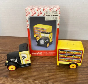 1997 Coca Cola Salt & Pepper Shakers Set Black/Yellow Delivery Truck Never Used - Picture 1 of 11