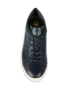 BRUNO MAGLI Mens Leather Sneakers Navy Blue White Non-Slip Diego Calf 9.5 42.5 - Picture 1 of 10