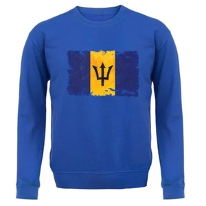 Barbados Grunge Flag - Kids Hoodie / Sweater - Caribbean Bridgetown Country - Picture 1 of 18