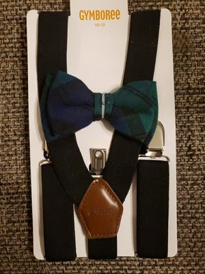 Gymboree Holiday Plaid Verde Navy Fiocco Cravatta Set Ragazzo Taglia 10-12 Nuovo con etichette - Immagine 1 di 2