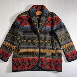 Vintage Woolrich Aztec Over Coat Button Long Sleeve Geometric Jacket M USA Made - Picture 1 of 5