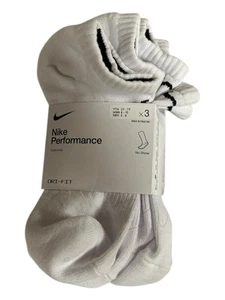 Nike Boys Performance 3 Pack White Cotton Socks Size 5Y-7Y Women 6-10 Men 6-8 - Picture 1 of 3