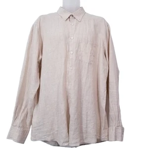 Scott Barber 100% Linen Button Front Long Sleeves Shirt Men size XL Brown - Picture 1 of 9