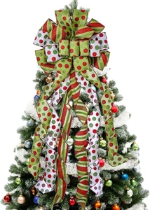 Puntale per Albero Di Natale, Grande Fiocco Verde per Albero Di Natale, in Polie - Foto 1 di 12