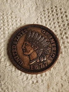 1877 Indian Head Cent Coin Novelty 3" Paperweight/ Coaster - Picture 1 of 3