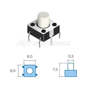 10 x TSW067 Tact Switchs verticale 6.0 x 6.0mm, altezza totale 7.3mm (10 pezzi) - Picture 1 of 1