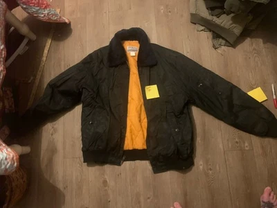 vintage nylon mens 2xl jacket coat 70s 80s trucker black fur sears vintage - Image 1 of 2