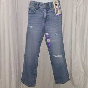 Jordach Baggy Straight Stretch Girls Jeans Denim Size 7 NWT School Distressed - Picture 1 of 8