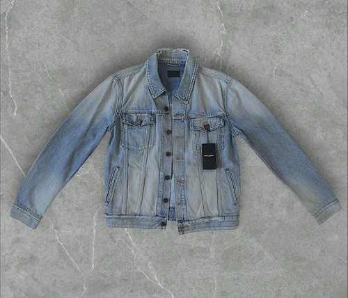 SAINT LAURENT (YSL) Giacca di jeans Saint Laurent Distressed US Uomo S EU 46 vendita al dettaglio $1390 nuova con etichette