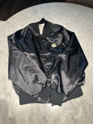 Vintage Canada Dry Satin Bomber Jacket Black Large USA Made American Sportswear￼ - Imagen 1 de 4