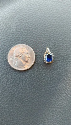 Alwand Vahan sterling silver/10k solid gold sapphire/diamond pendant Estate Item - Image 1 of 4