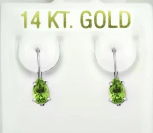 NATÜRLICHE 0,82 CTW PERIDOT OHRHÄNGER 14K WEISSGOLD *gratis Zertifikat* - Bild 1 von 4