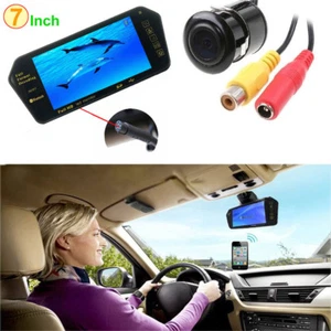 7" Bluetooth MP5 Car Rearview Mirror Monitor+Car Reverse Backup Camera Kits - Picture 1 of 12